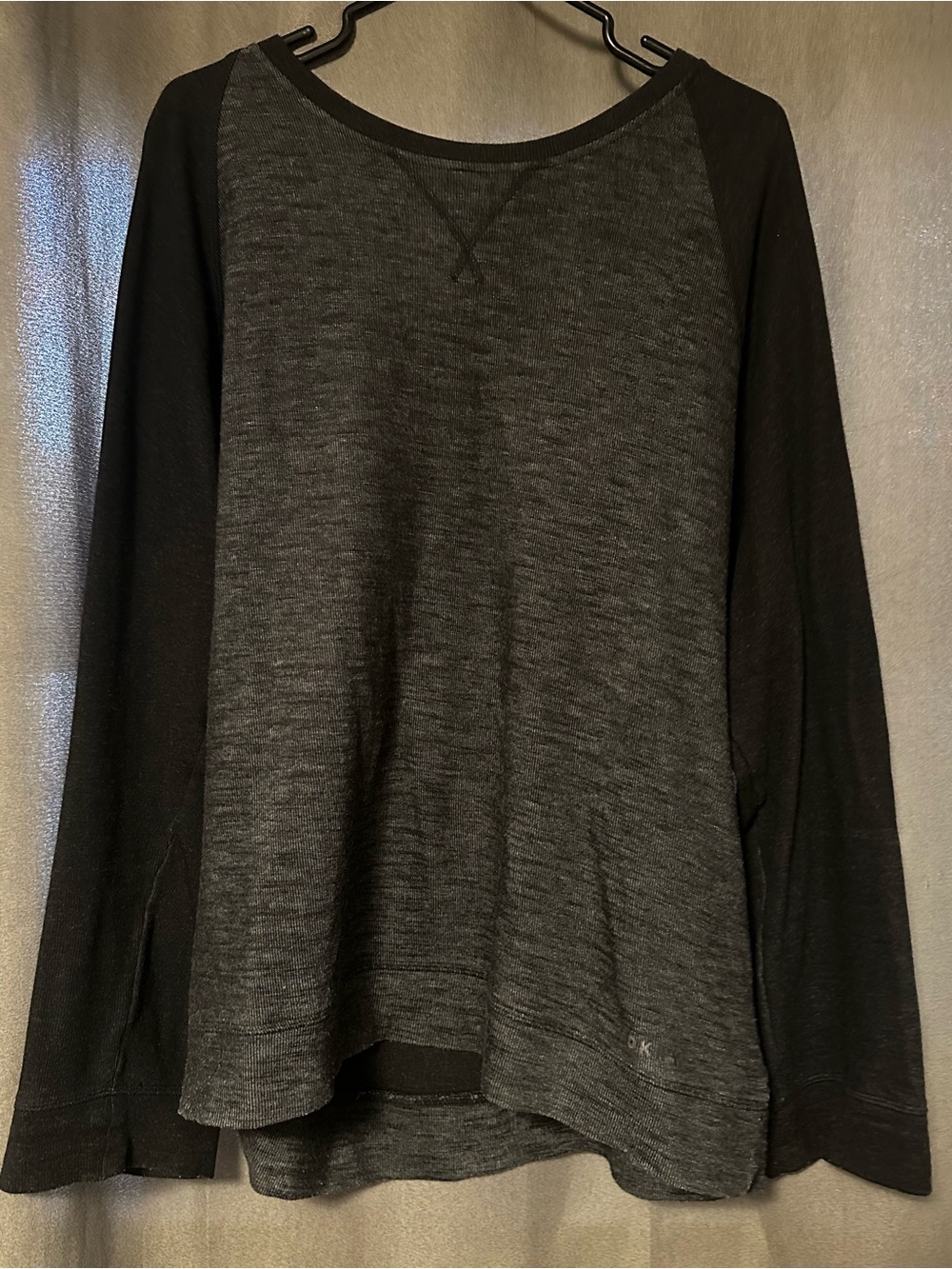 DKNY Men's Two-Tone Crewneck Sweater in Charcoal and Black
